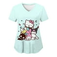 thumbnail image 1 of Sanrio Kuromi Hello Kitty Pocket Top 3D Print Y2k Cartoon V Neck Women T-shirts T-shirt New Woman Clothing Nurse Uniform Summer, 1 of 20