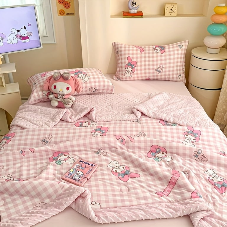 Sanrio Kuromi Ice Sliky Fiber Fabric Air-Conditioned Blanket, Cute
