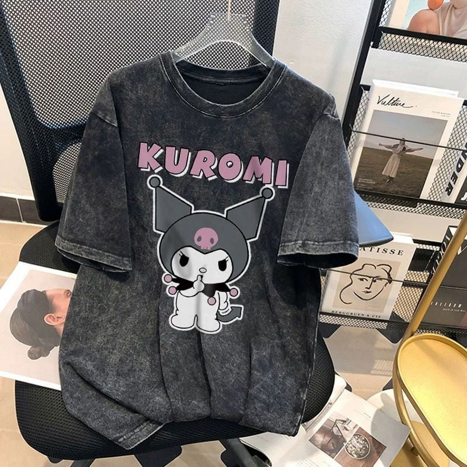 Sanrio Kuromi Japanese Summer Washed Old Kuromi Short Sleeved T-shirt ...