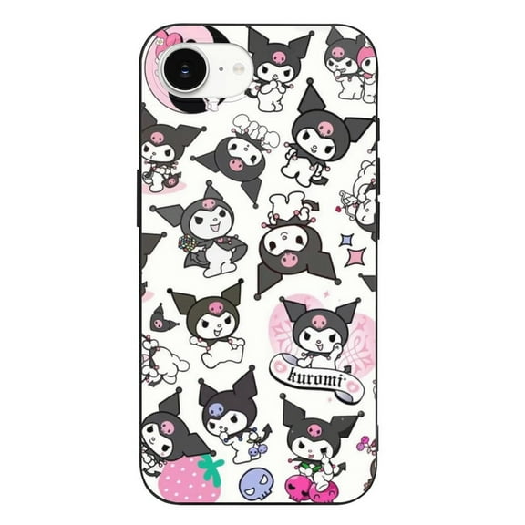 Sanrio Kuromi Kawaii Compatible with iPhone 16 E Case Full Covered Soft Slim Rugged TPU Phone Case Shockproof Non-Slip Anti-Fingerprint Basic Cases Protection