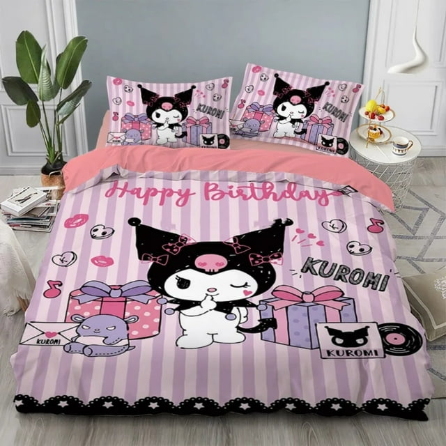 Sanrio Kuromi Kids Cartoon Cute Duvet Cover Bedding Set Quilt Cover Bed ...