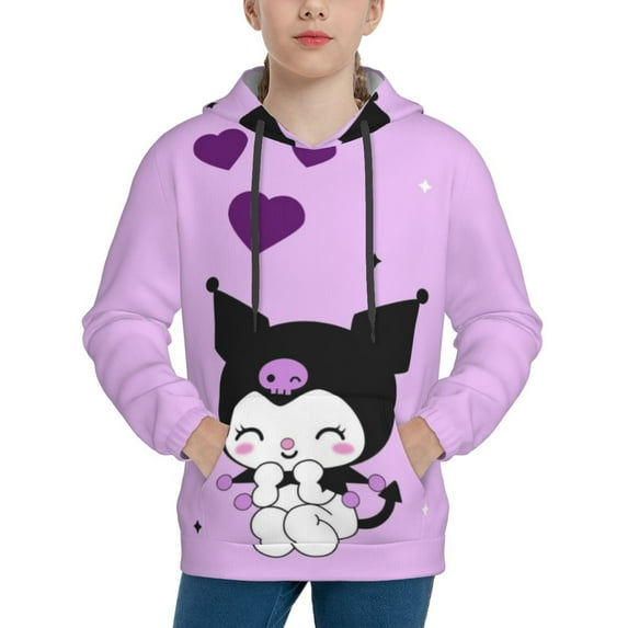 Sanrio Kuromi Kids' Hoodie 3d Print Sweatshirt Soft Pullover Hooded With Big Pockets Fans Gifts For Boys Or Girls X-Large