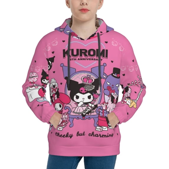 Sanrio Kuromi Kids' Hoodie 3d Print Sweatshirt Soft Pullover Hooded With Big Pockets Fans Gifts For Boys Or Girls X-Large