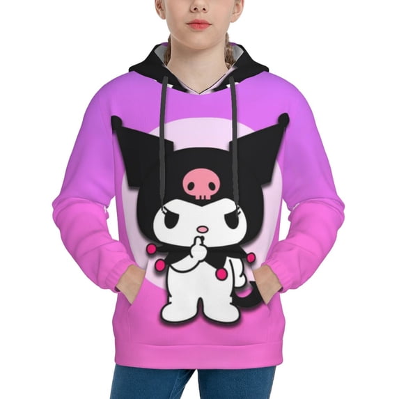 Sanrio Kuromi Kids' Hoodie 3d Print Sweatshirt Soft Pullover Hooded With Big Pockets Fans Gifts For Boys Or Girls X-Large