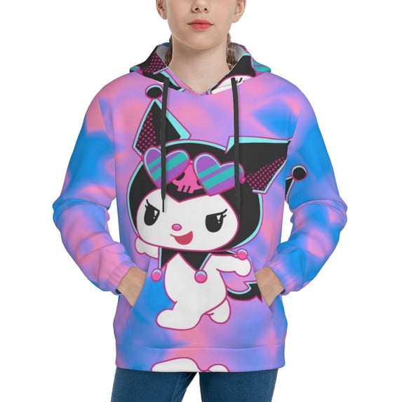 Sanrio Kuromi Kids' Hoodie 3d Print Sweatshirt Soft Pullover Hooded With Big Pockets Fans Gifts For Boys Or Girls X-Large