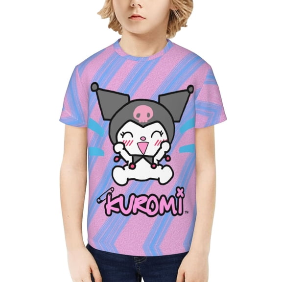 Sanrio Kuromi Kids T-Shirt 3d Printed Graphic T-Shirts Boys And Girls Short Sleeve Shirts For Youth Kids Large