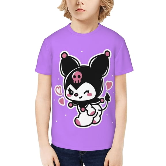 Sanrio Kuromi Kids T-Shirt 3d Printed Graphic T-Shirts Boys And Girls Short Sleeve Shirts For Youth Kids Medium