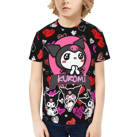 Sanrio Kuromi Kids T-Shirt 3d Printed Graphic T-Shirts Boys And Girls Short Sleeve Shirts For Youth Kids Medium