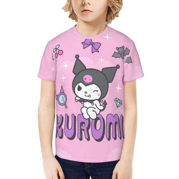 Sanrio Kuromi Kids T-Shirt 3d Printed Graphic T-Shirts Boys And Girls Short Sleeve Shirts For Youth Kids Small