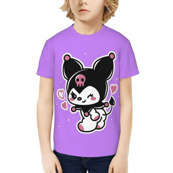 Sanrio Kuromi Kids T-Shirt 3d Printed Graphic T-Shirts Boys And Girls Short Sleeve Shirts For Youth Kids Small