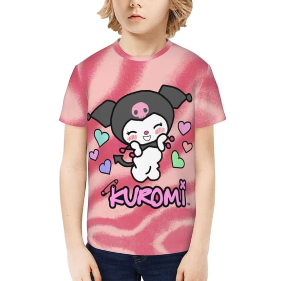 Sanrio Kuromi Kids T-Shirt 3d Printed Graphic T-Shirts Boys And Girls Short Sleeve Shirts For Youth Kids X-Small
