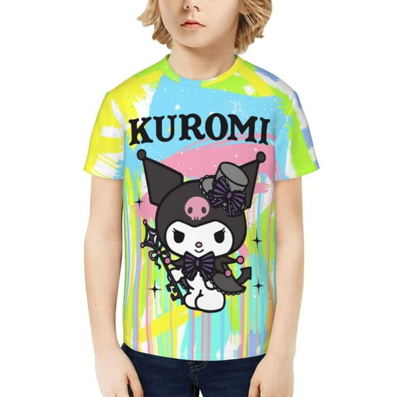 Sanrio Kuromi Kids T-Shirt 3d Printed Graphic T-Shirts Boys And Girls Short Sleeve Shirts For Youth Kids X-Small