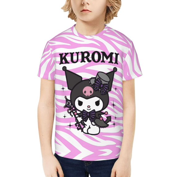 Sanrio Kuromi Kids T-Shirt 3d Printed Graphic T-Shirts Boys And Girls Short Sleeve Shirts For Youth Kids X-Small