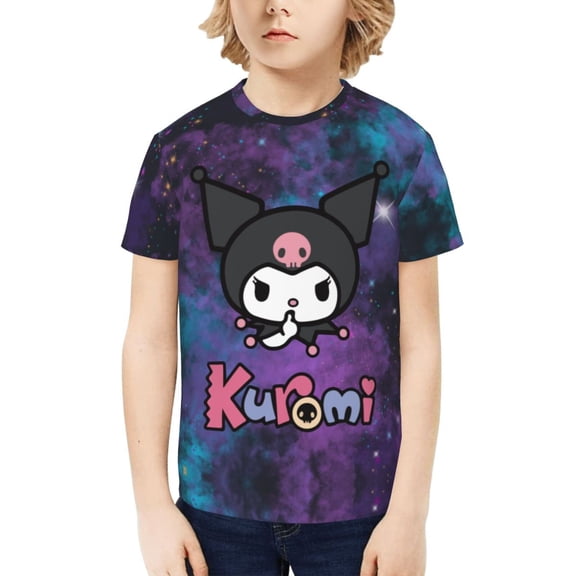 Sanrio Kuromi Kids T-Shirt 3d Printed Graphic T-Shirts Boys And Girls Short Sleeve Shirts For Youth Kids X-Small