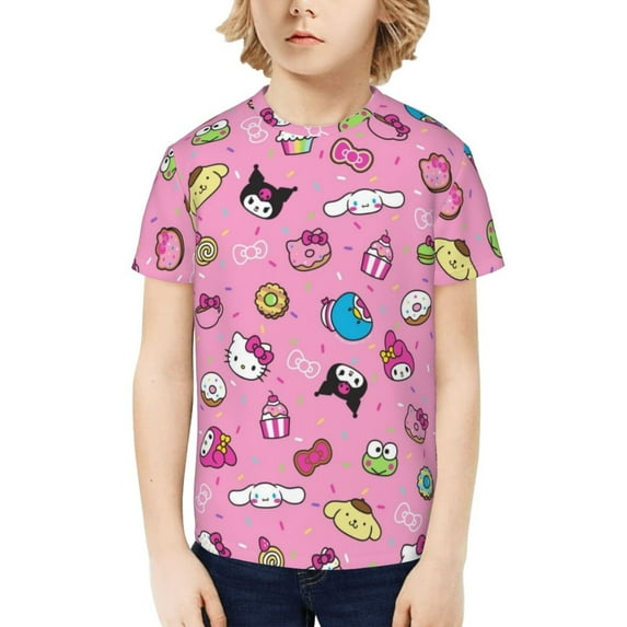 Sanrio Kuromi Kids T-Shirt 3d Printed Graphic T-Shirts Boys And Girls Short Sleeve Shirts For Youth Kids X-Small