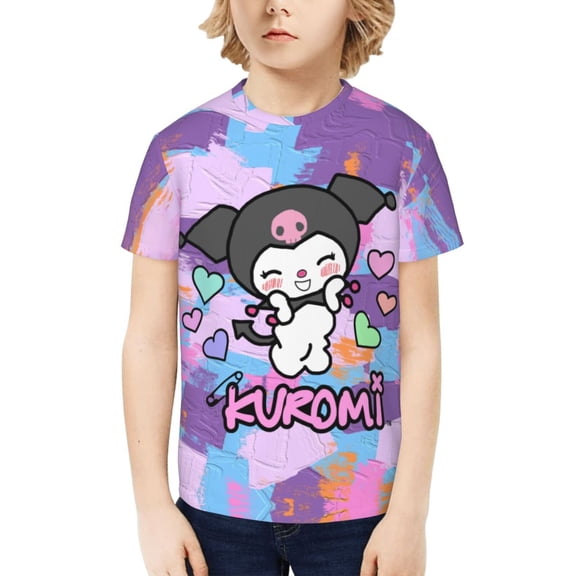 Sanrio Kuromi Kids T-Shirt 3d Printed Graphic T-Shirts Boys And Girls Short Sleeve Shirts For Youth Kids X-Small