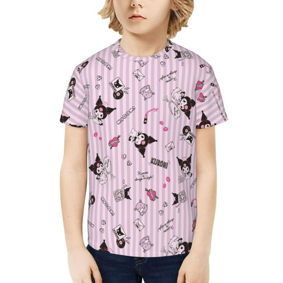 Sanrio Kuromi Kids T-Shirt 3d Printed Graphic T-Shirts Boys And Girls Short Sleeve Shirts For Youth Kids X-Small