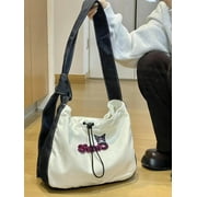 Sanrio Kuromi Large Capacity Canvas Tote Bag Women Fashion New Drawstring Shoulder Crossbody Bag Y2k Female Designer Luxury Bag