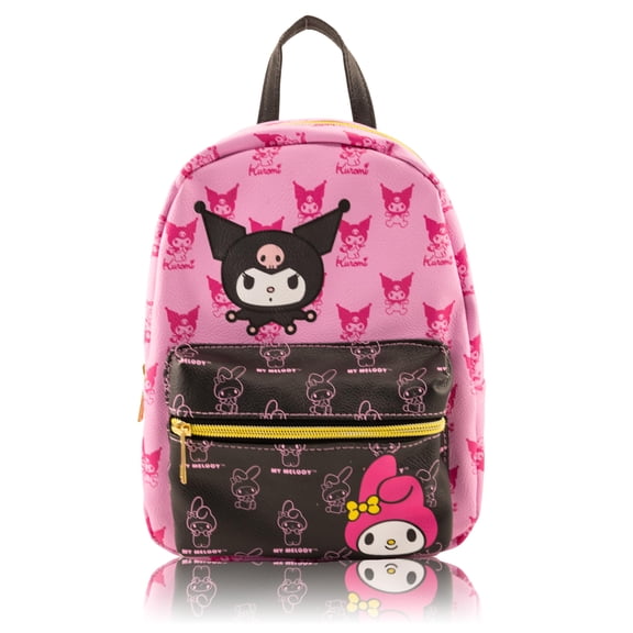 Sanrio Kuromi and My Melody Mini Backpack for Girls  PU Leather Daypack Backpack Featuring Kuromi and My Melody  Small Travel Bag, Lightweight Backpack  Ages 3+
