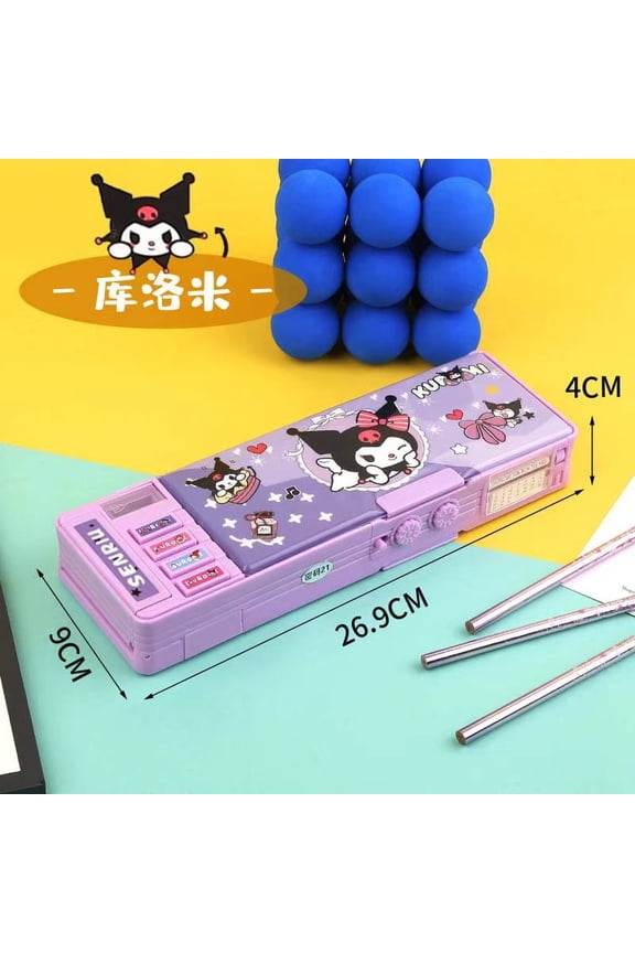 Sanrio Kuromi Melody Multi-functional Automatic Pen Case Combination Lock Pen Pouch Large Capacity Stationery Box Desktop Storag