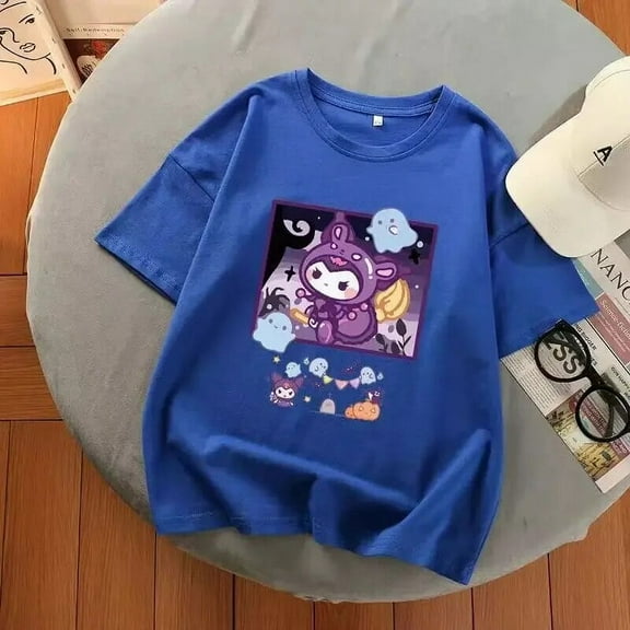 Sanrio Kuromi Multicolor Graphic T Shirts Girl Kawaii Clothes Y2k Top Aesthetic Harajuku Summer Oversized T Shirt Women Clothes