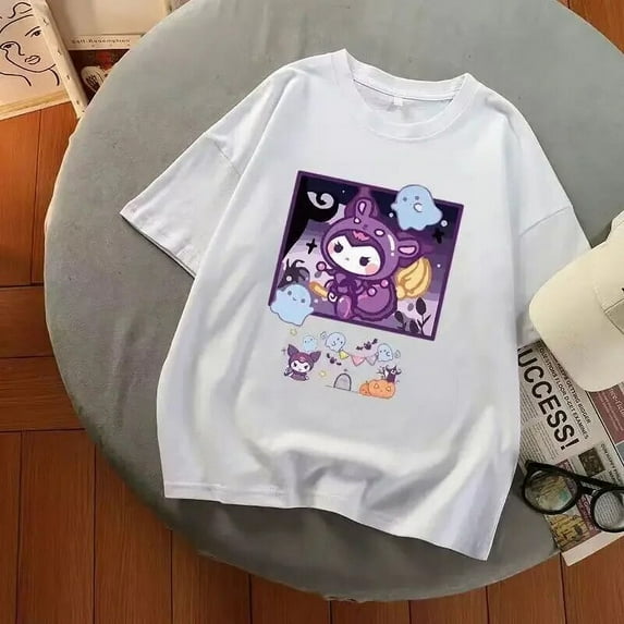 Sanrio Kuromi Multicolor Graphic T Shirts Girl Kawaii Clothes Y2k Top Aesthetic Harajuku Summer Oversized T Shirt Women Clothes