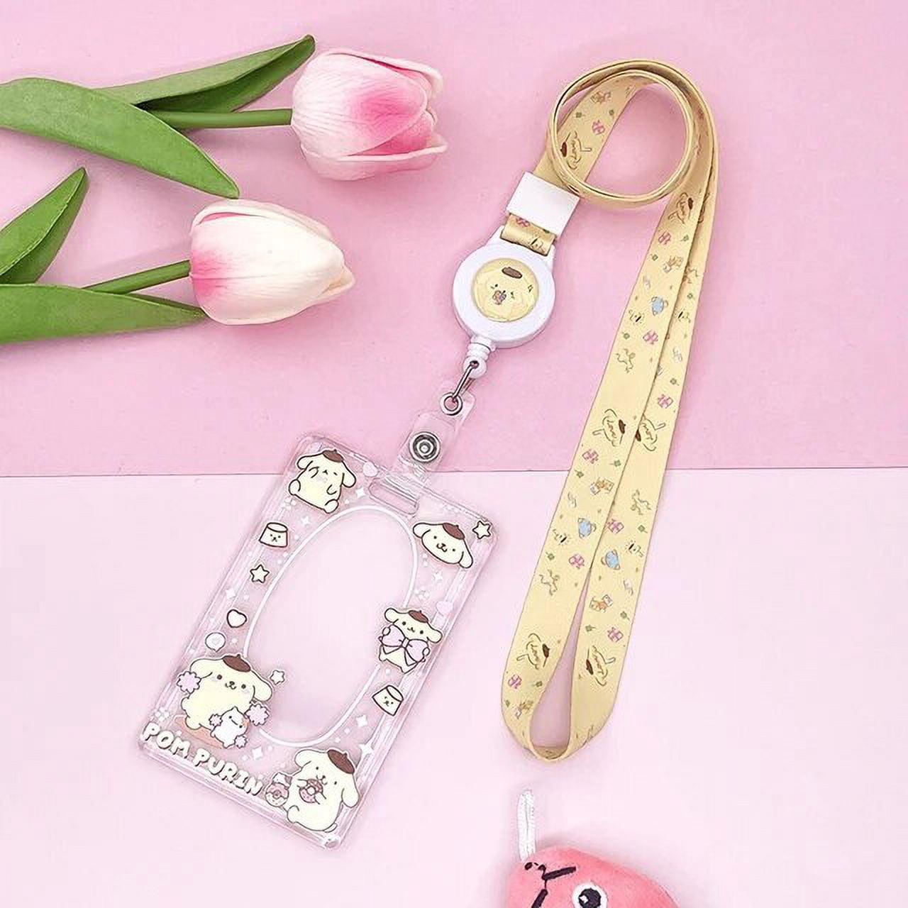 Porte-cartes Photo En Acrylique Kawaii - Lot De 2 Avec Porte-clés - Pour Cartes D'identité, Photos, Badges