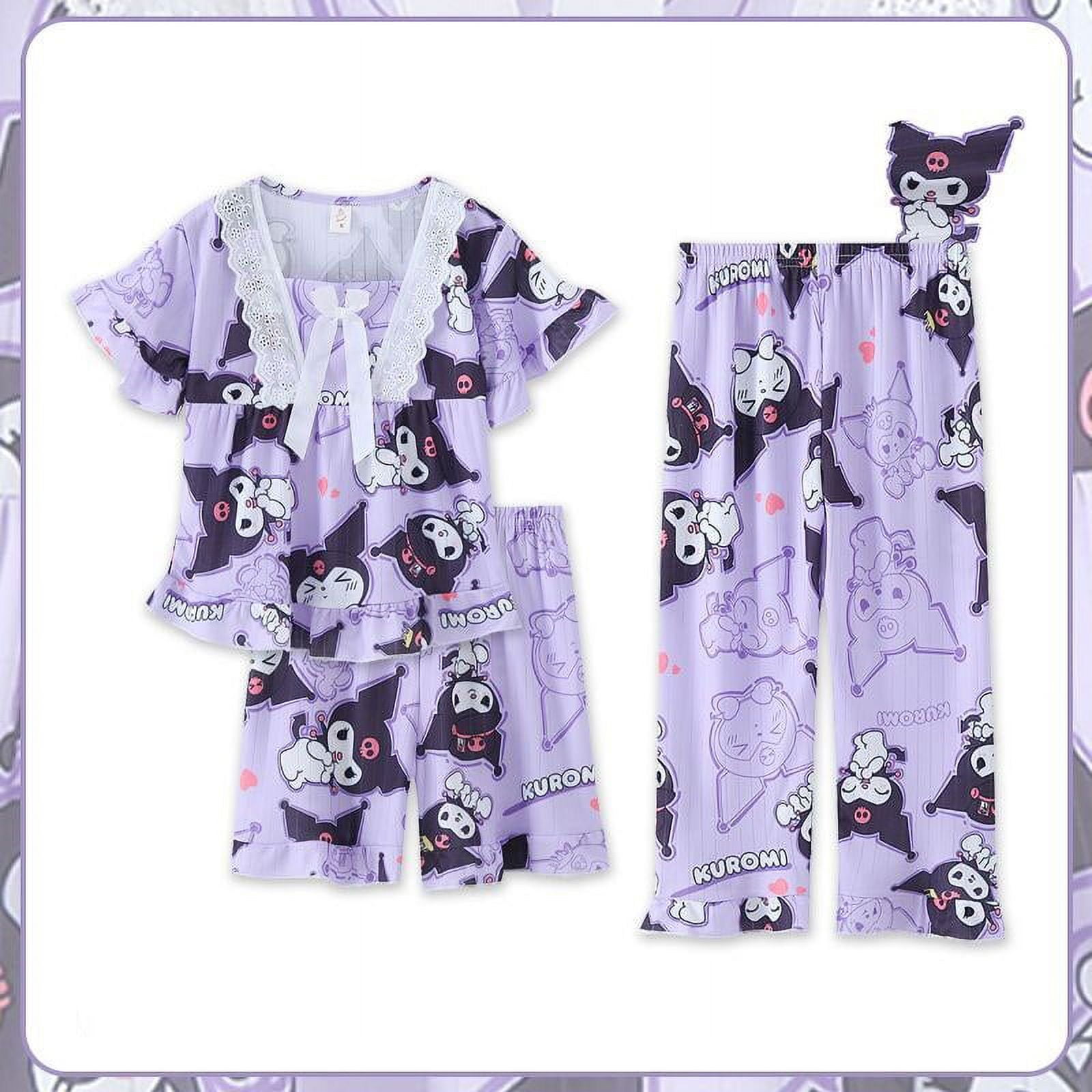 Sanrio Kuromi Pajamas Set Summer Girl Short Sleeve Pajamas Little Girl
