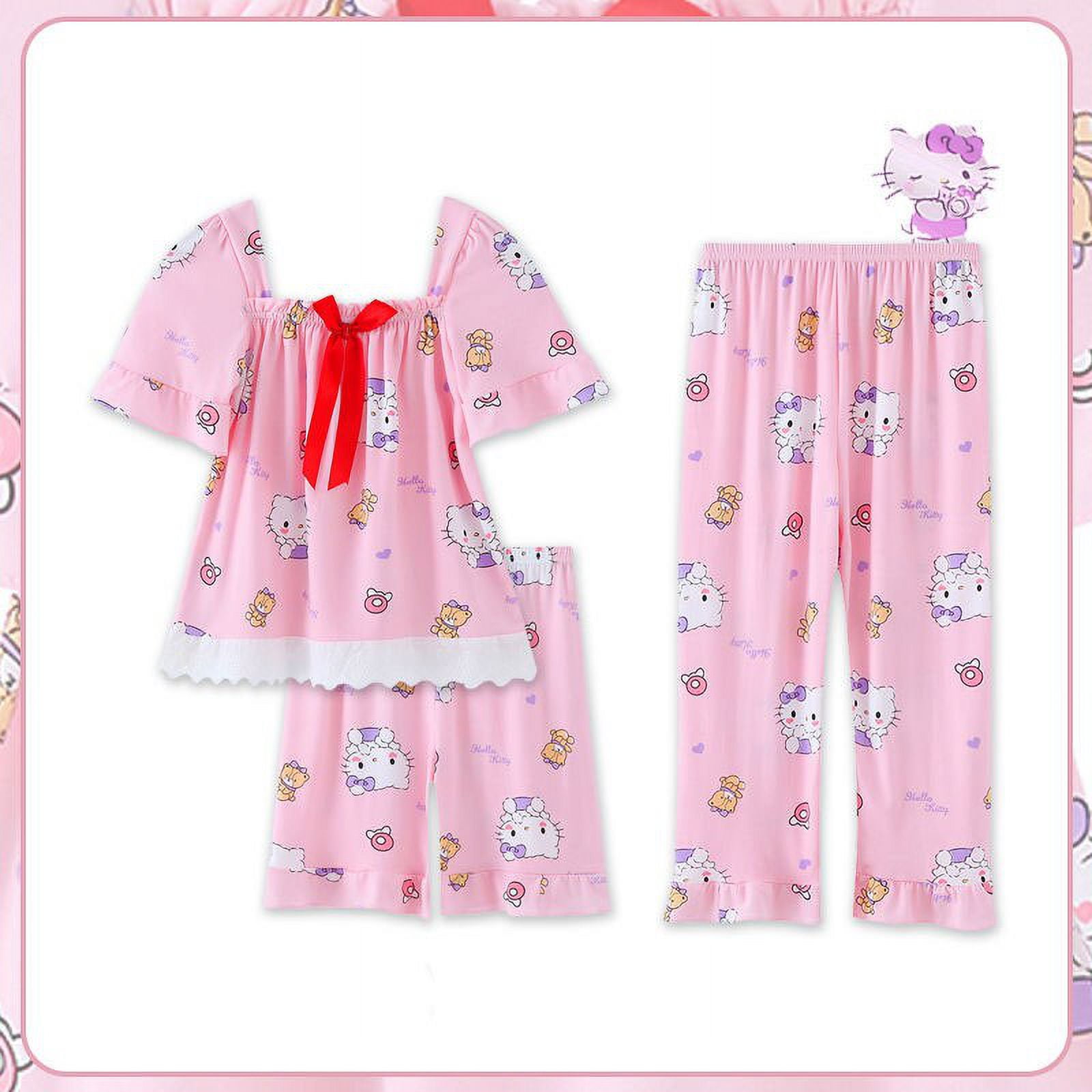 Sanrio Kuromi Pajamas Set Summer Girl Short Sleeve Pajamas Little Girl