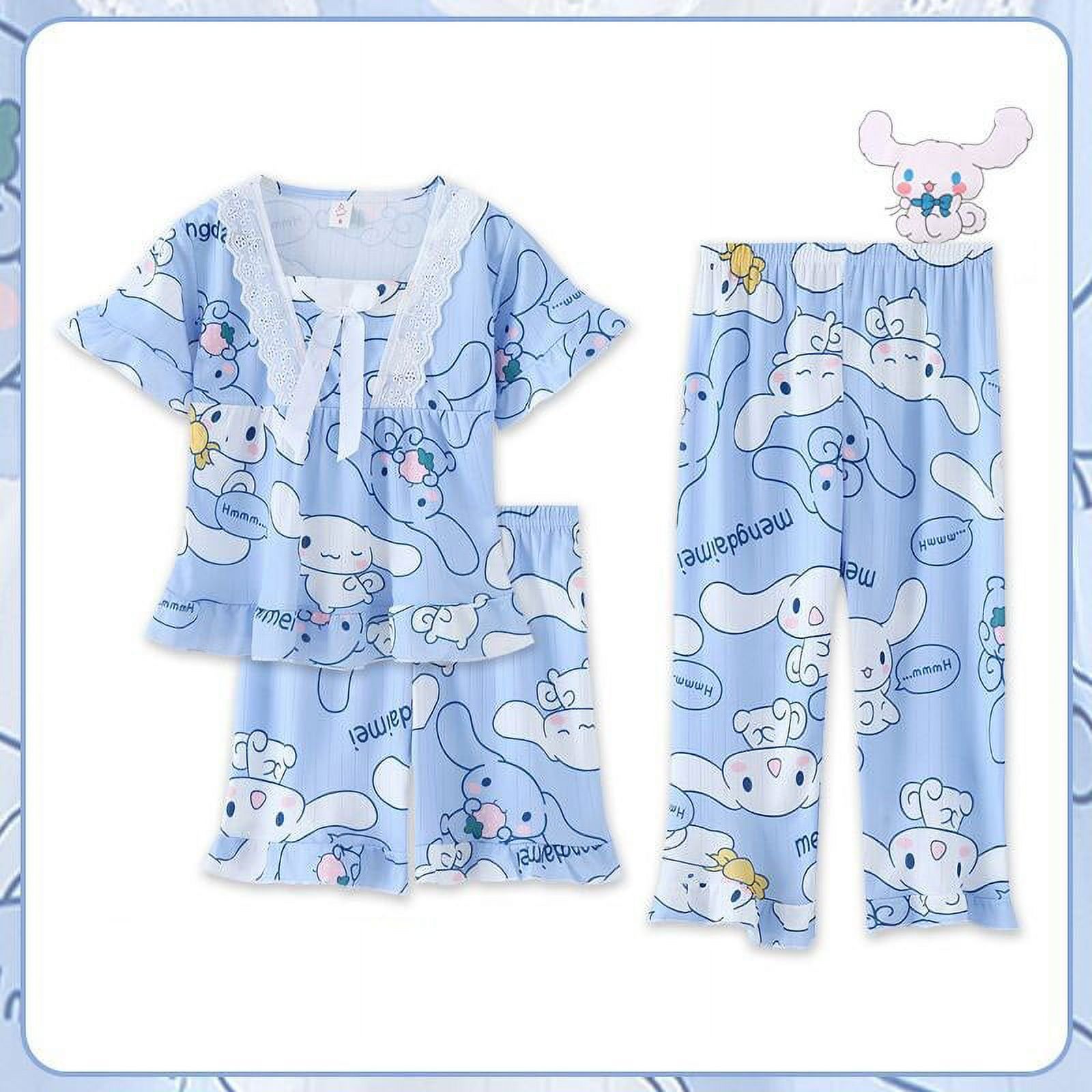 Sanrio Kuromi Pajamas Set Summer Girl Short Sleeve Pajamas Little Girl
