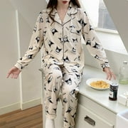 Sanrio Kuromi Spring Home Clothes Y2k Korean Style Long Sleeve Top Shirts Pants Pajamas 2 Piece Set Women Sleepwear Suit Kawaii