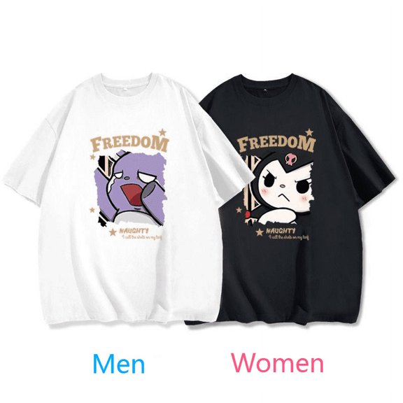 Sanrio Kuromi Summer Clothes 2 Piece Set Couples Friends Matching T-shirts Women Men Fashion Oversized Tee Shirt Y2k Cartoon Top