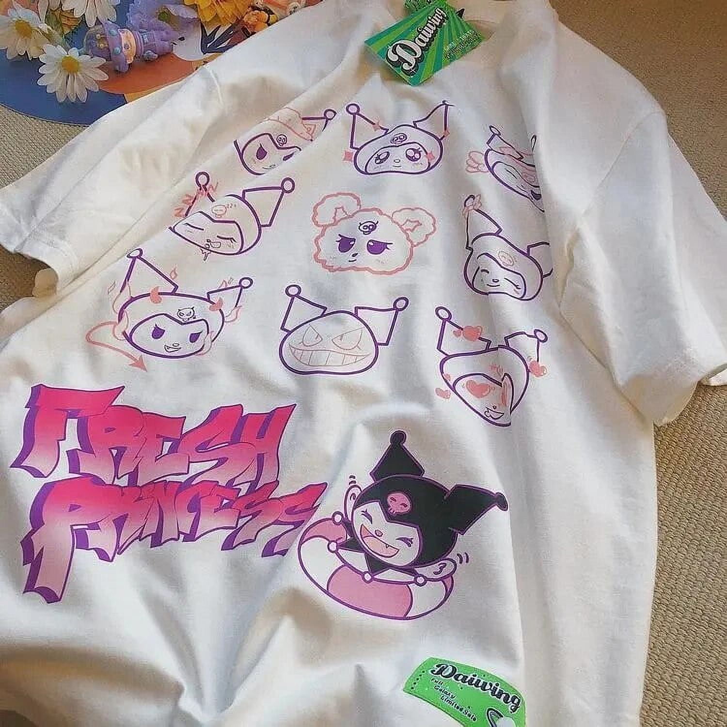 Sanrio Kuromi T Shirts Girl Cartoon Casual Loose Y2K Tops Women Short