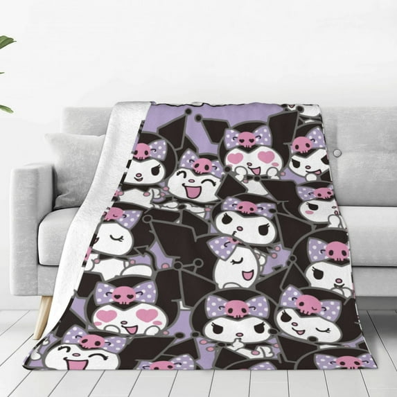 Sanrio Kuromi Throw Blanket Couch Bed Sofa Soft Lightweight Warm Cozy Flannel Fleece Bed Blanket For Kids Adults Gift Multiple Sizes Available 80"X60"