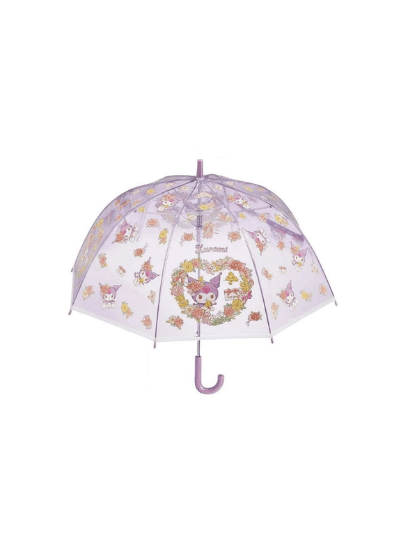 Kuromi Transparent Stick Rain Umbrella, Purple, 1