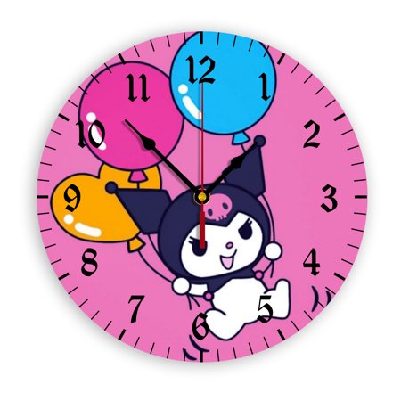 Sanrio Kuromi Wall Clock with Clear Glass Dial Silent and Non-Ticking, Suitable for Bedroom, Office, School, Home and Living Room as a Gift Or Decoration, Large Size 12 Inches