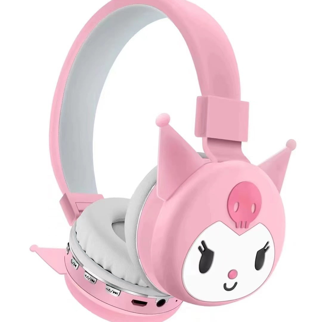 Sanrio Kuromi Wireless Bluetooth Headsets Cartoon with Mic Foldable Lightweight Earphone for Phones Laptop