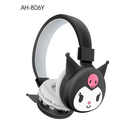 Sanrio Kuromi Wireless Bluetooth Headsets Cartoon with Mic Foldable Lightweight Earphone for Phones Laptop