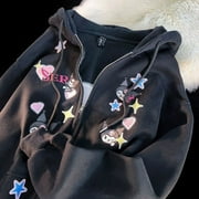 Sanrio Kuromi Zip Up Hoodie Y2k Anime Kawaii New Cotton Coat Women Winter Plush Thickened Sweater Oversize Loose Top Female
