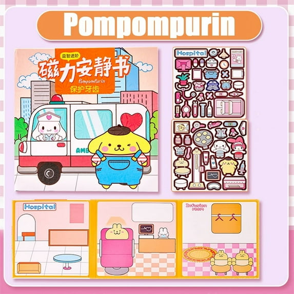 Sanrio Magnetic Quiet Book Kuromi Cinnamoroll My Melody Handmade DIY Repeatable Toy Magnetic Stickers Girl's Gift Kids Toys