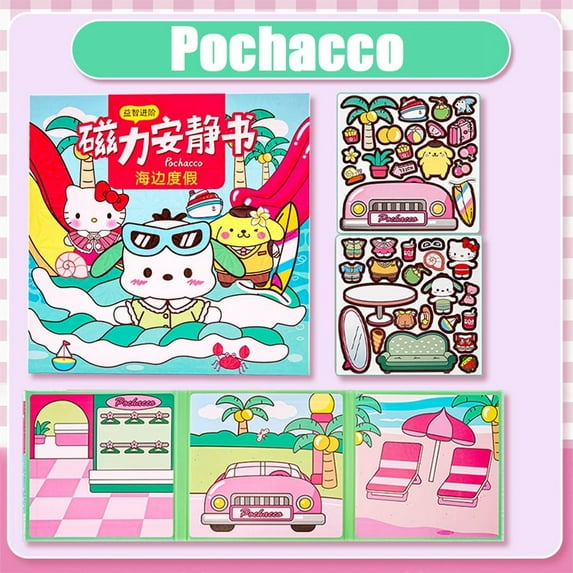 Sanrio Magnetic Quiet Book Kuromi Cinnamoroll My Melody Handmade DIY Repeatable Toy Magnetic Stickers Girl's Gift Kids Toys