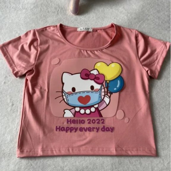 Sanrio Mask Hello Kitty White Kawaii Graphic T Shirts Hotsweet Y2K Top Vintage Crop Top Women Summer Harajuku Goth Women Clothes