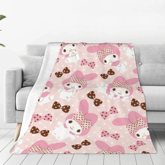 Sanrio My Melody Throw Blanket Couch Bed Sofa Soft Lightweight Warm Cozy Flannel Fleece Bed Blanket For Kids Adults Gift Multiple Sizes Available 40"X30"