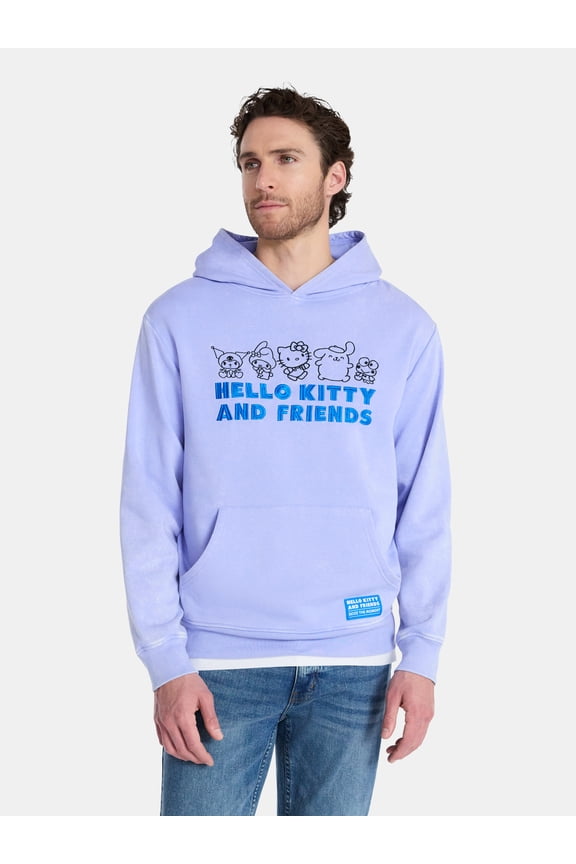 , Men's & Big Men's Graphic Hoodie with Overshoulder Print, Hello Kitty, Sizes XS-5XL
