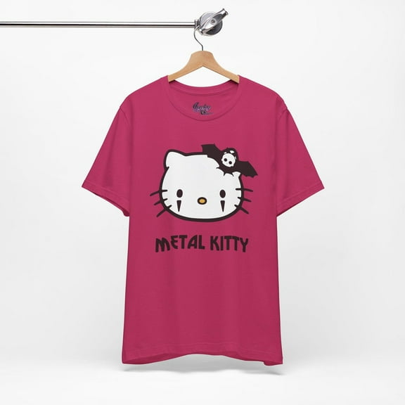 Sanrio Metal Kitty Tee - MetalHead Hello Kitty Shirt - Goth Y2K Fashion