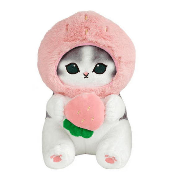 Sanrio Mofusand Shark Cat Forest Series Plush Toy: Strawberry Cat 9.84 inches