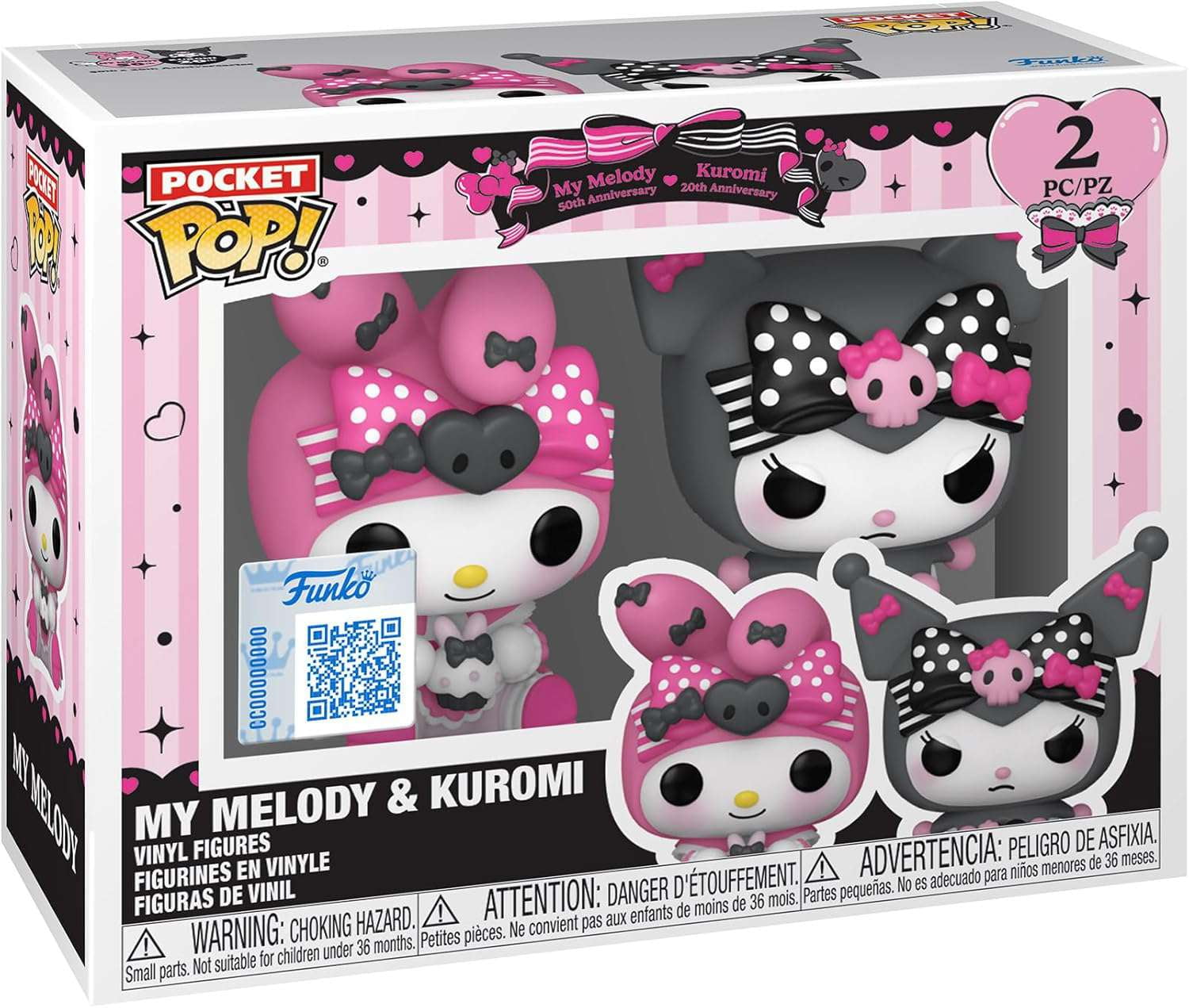 Sanrio My Melody 50th Kuromi 20th Anniversary Funko Pop! Key Chain 2-Pack