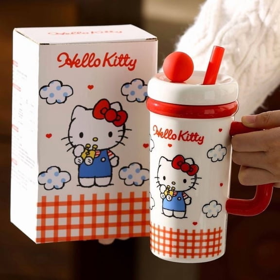 Sanrio My Melody Cartoon Cup Household Good Looking Mug with Handle Straw Party Holiday Birthday Gift