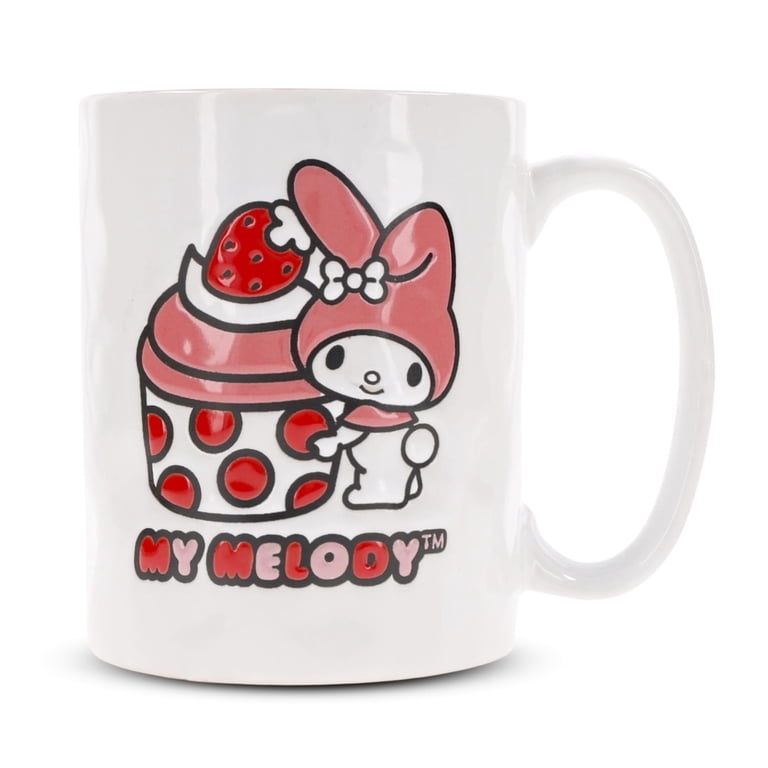 Sanrio My Melody Cupcake Wax-Resist Ceramic Pottery Mug | Holds 17