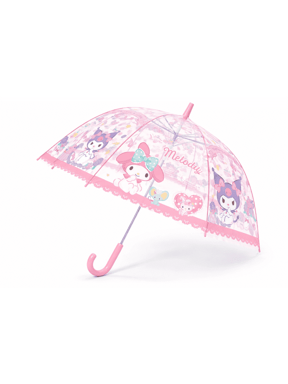 My Melody & Kuromi Cute Fashionable Dome-Shaped Vinyl Stick Umbrella, Multicolor, 1